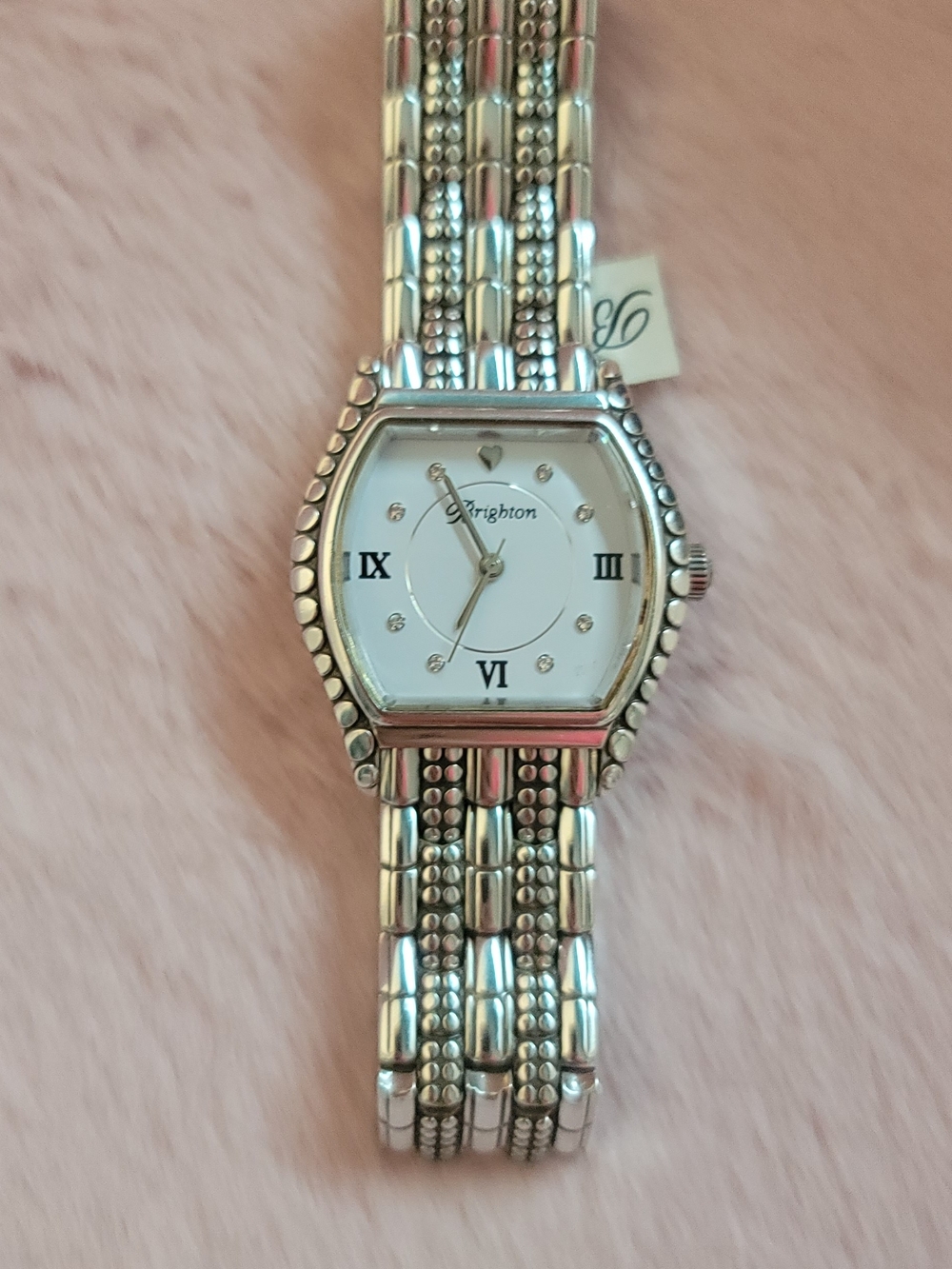 Brighton Silver-Tone Multi-Row Bracelet Watch with White Dial